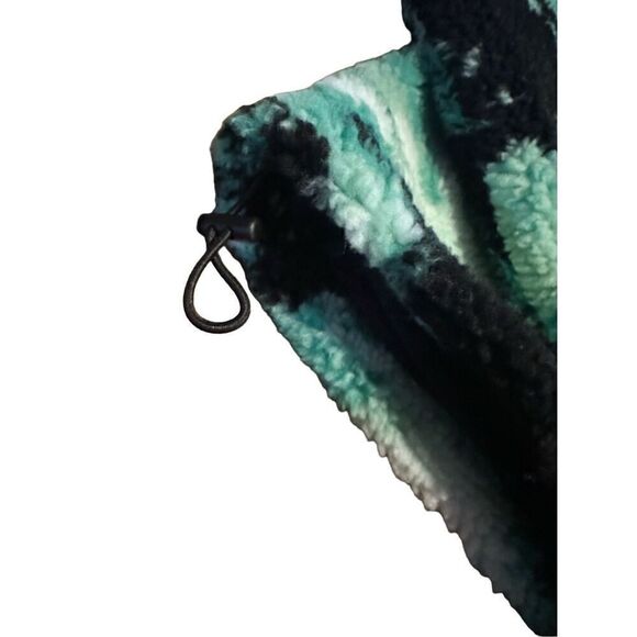 No Fear x H&M Women Jacket Green Tie Dye Sherpa Full Zip Logo Oversized Sz M - Picture 3 of 9